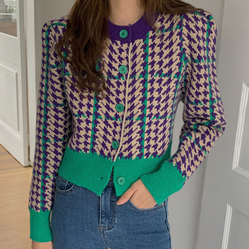 CLAUDETTA Cardigan pied-de-poule Classique pour femmes