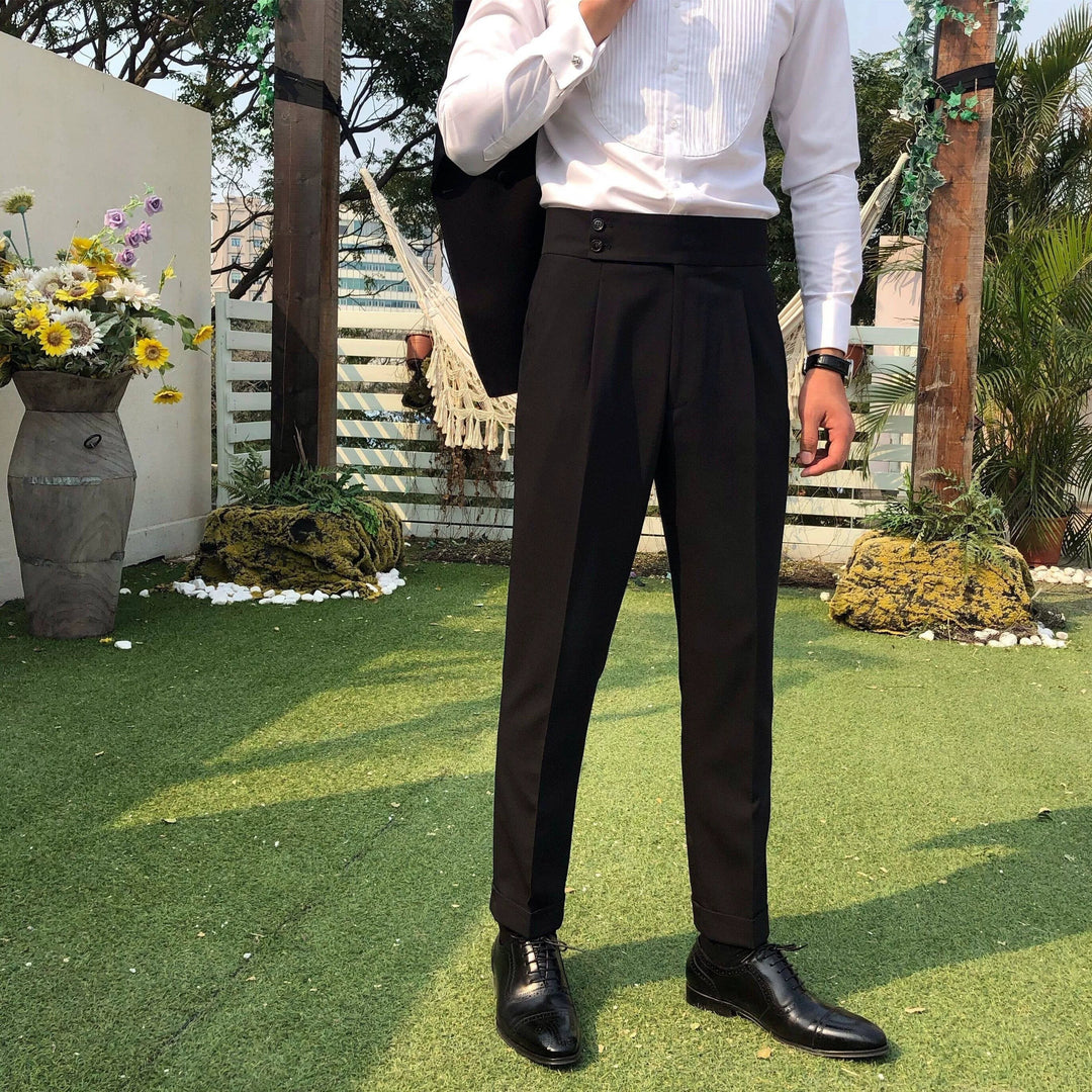 Pantalon Homme Coupe Taillee En Coton Stretch Avec Pinces