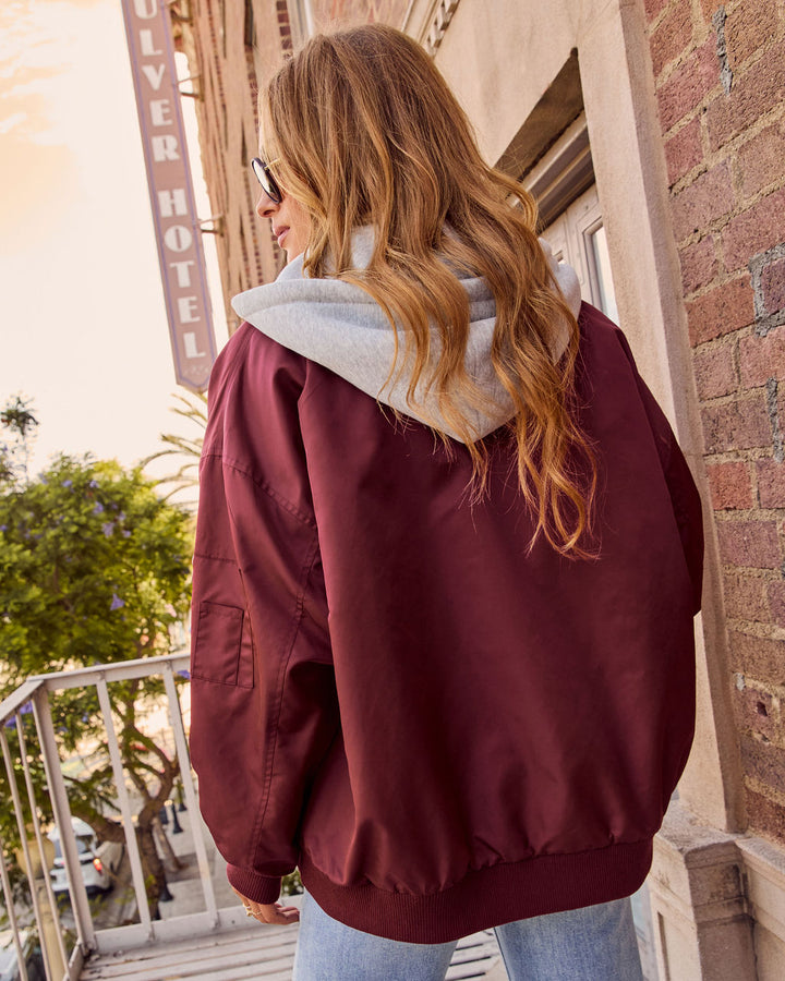 Blouson Bomber Femme Oversize à Capuche avec Doublure Douce