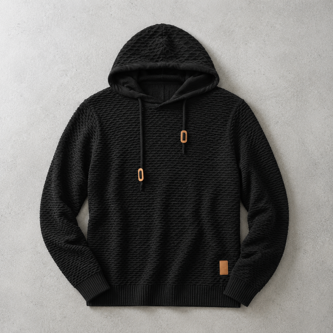 Sweat À Capuche Homme Maille Tressée Cordon De Serrage Et Bords Côtelés