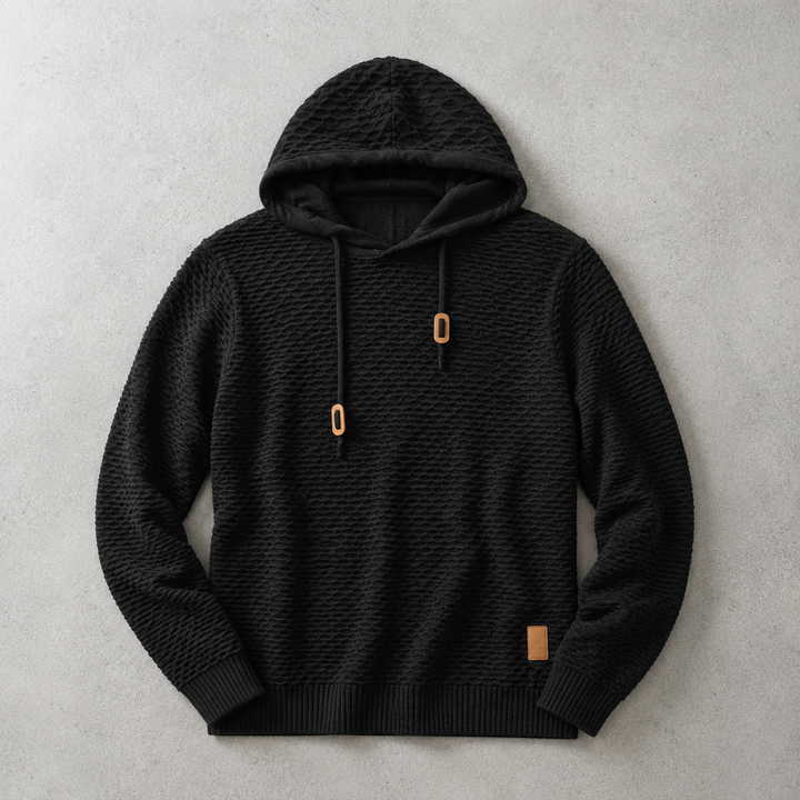 Sweat À Capuche Homme Maille Tressée Cordon De Serrage Et Bords Côtelés