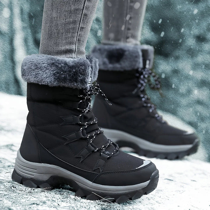 Bottes de Neige Femme Doublées en Fausse Fourrure avec Semelle Confort