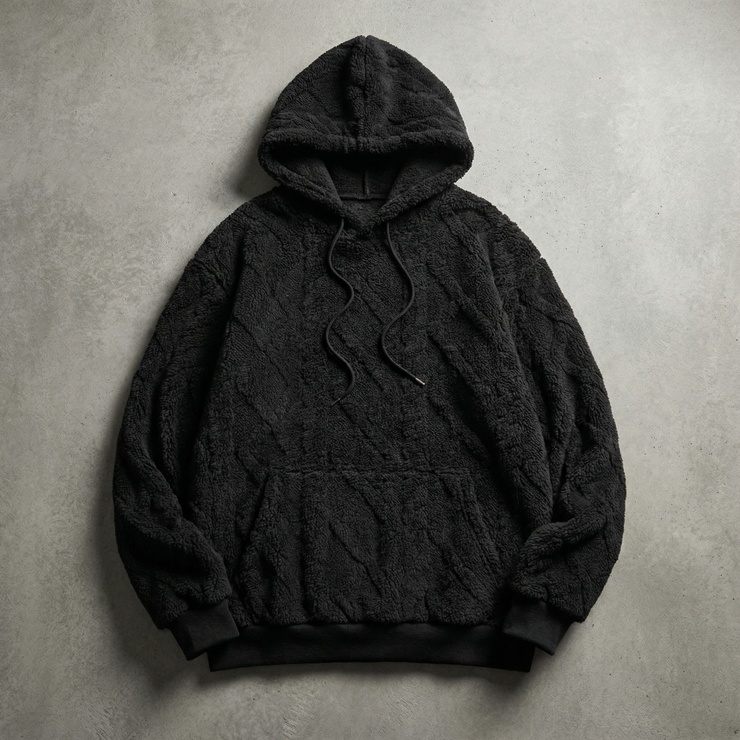 Sweat À Capuche Homme Matière Texturée Matelassée Cordon De Serrage