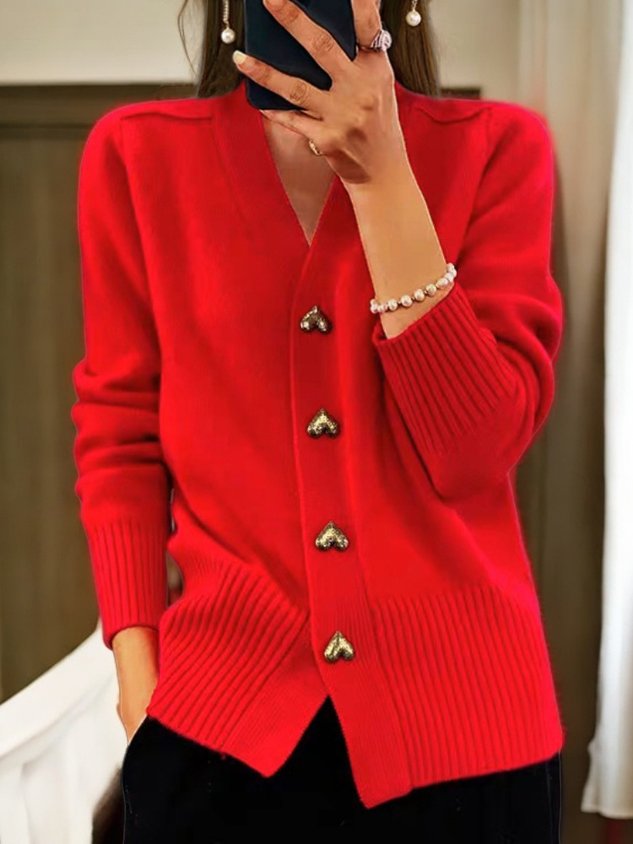 Cardigan Femme Épais en Maille Col V