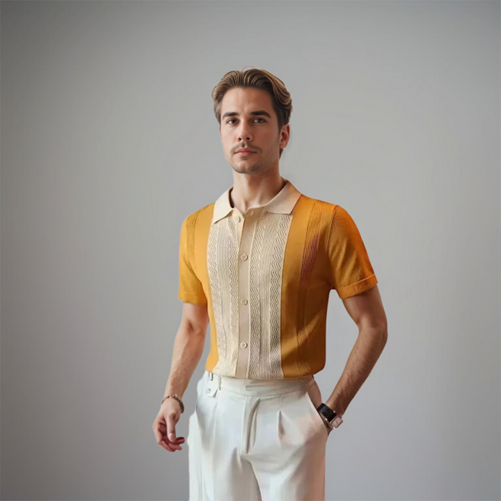 Fabien | Chemise en maille à panneaux contrastés pour hommes