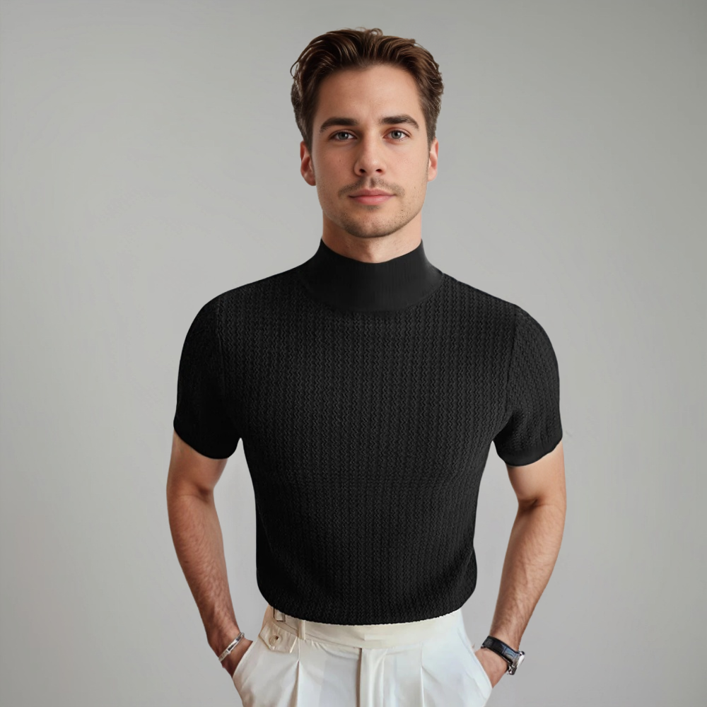 Octave | T-shirt blanc à col montant pour hommes