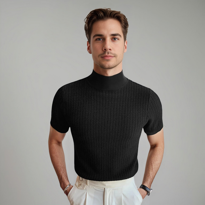 Octave | T-shirt blanc à col montant pour hommes