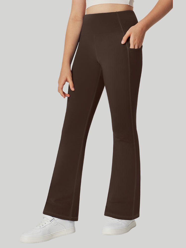 Pantalon Femme Taille Haute Doublé Polaire Évasé Avec Poches