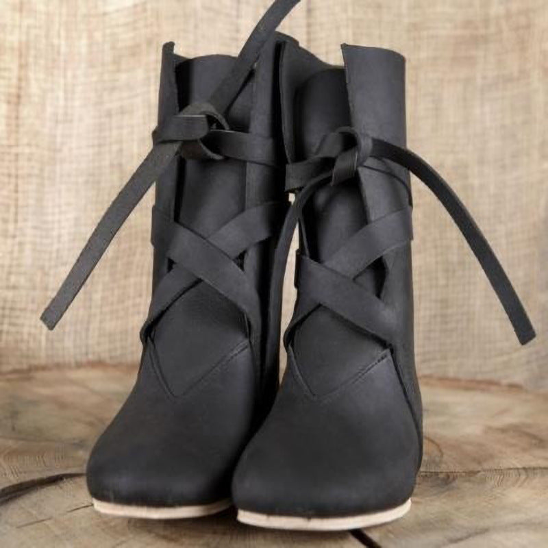 Bottines Femme Lacées Plate Semelle Fine
