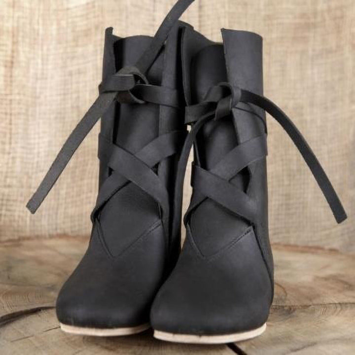Bottines Femme Lacées Plate Semelle Fine
