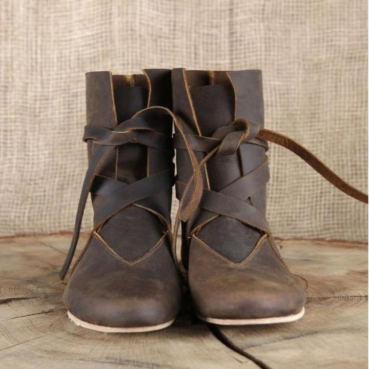 Bottines Femme Lacées Plate Semelle Fine