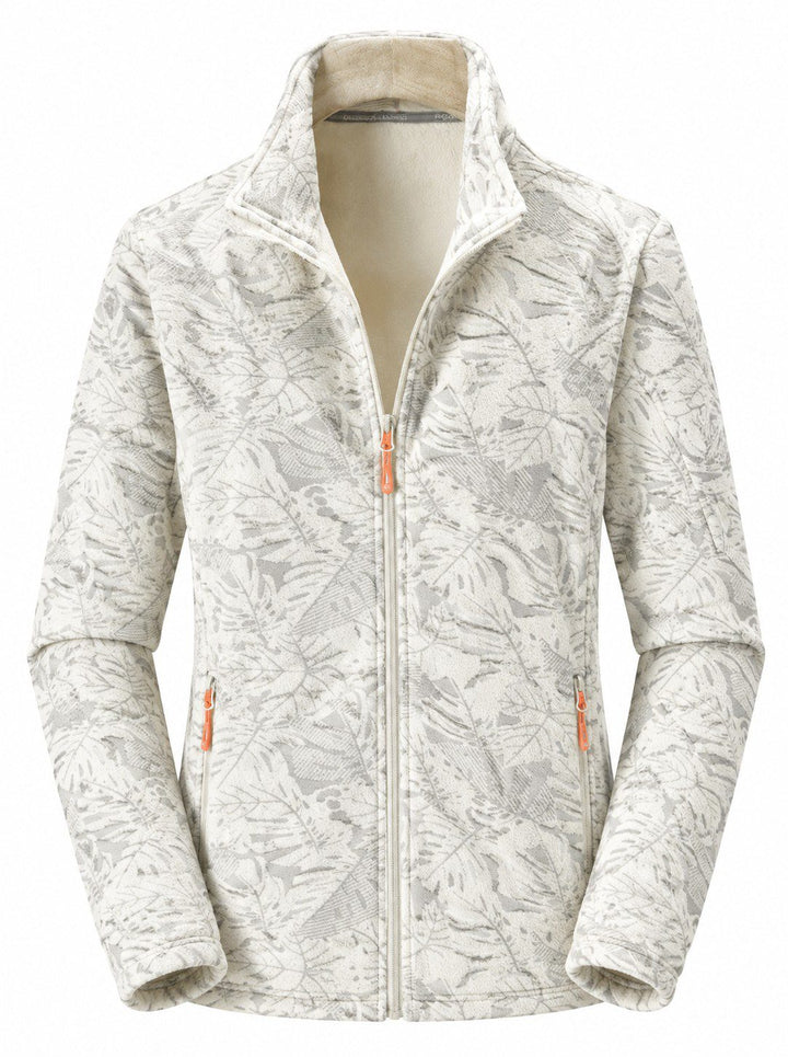 Veste Polaire Femme Zip Intégral Col Montant Imprimé Nature Et Poches Zippées