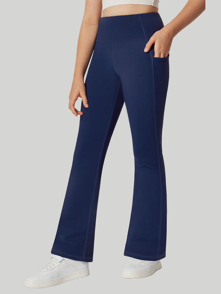 Pantalon Femme Taille Haute Doublé Polaire Évasé Avec Poches