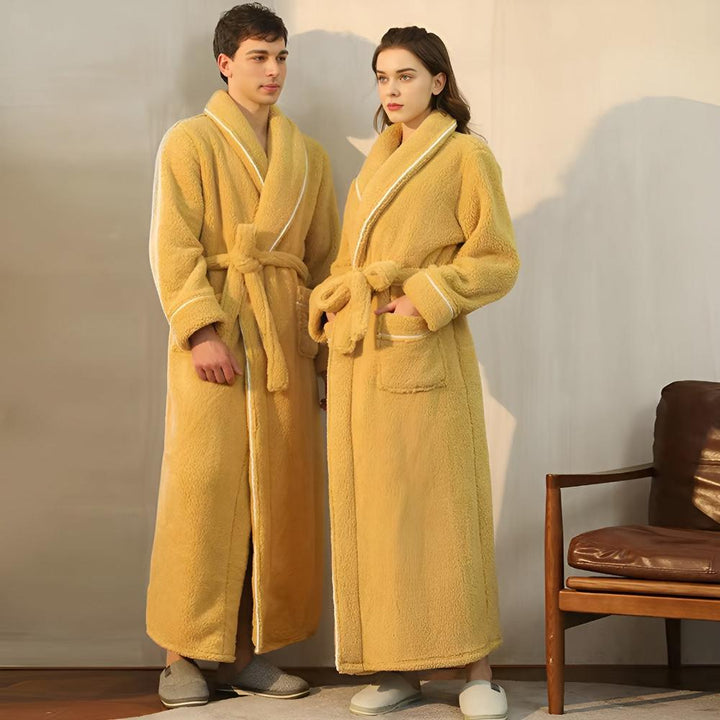 Peignoir Unisexe en Sherpa à Col Châle et Ceinture Ajustable