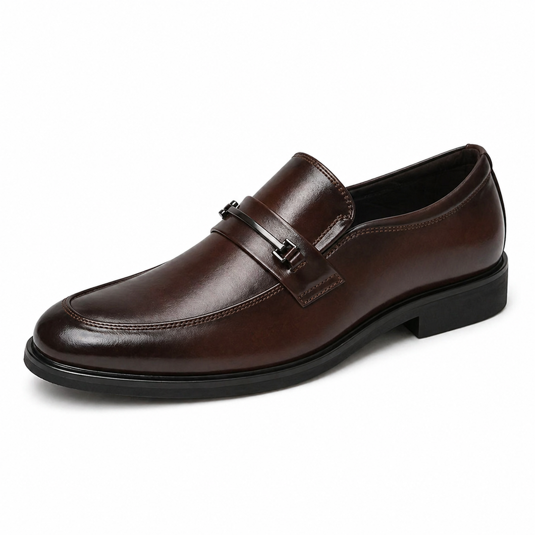 Mocassins Homme en Cuir avec Boucle Métallique et Bout Arrondi