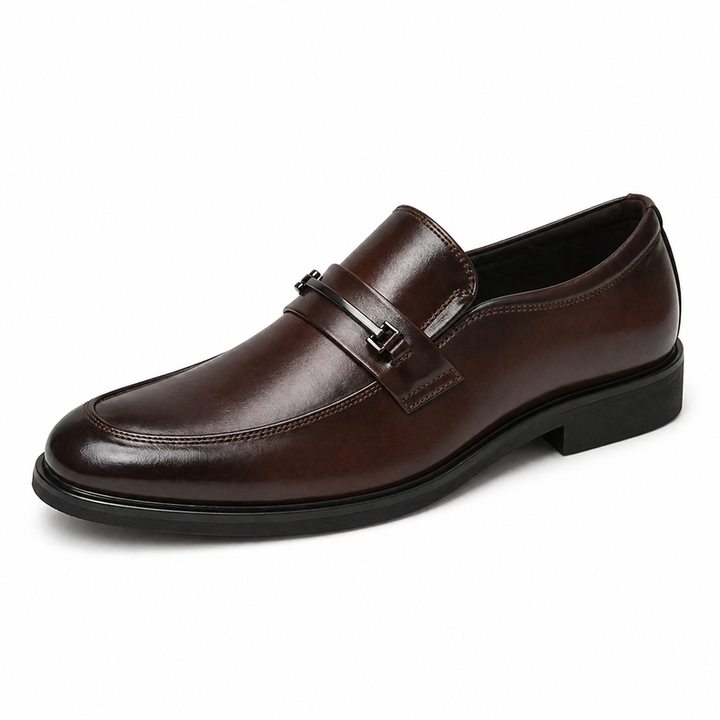 Mocassins Homme en Cuir avec Boucle Métallique et Bout Arrondi