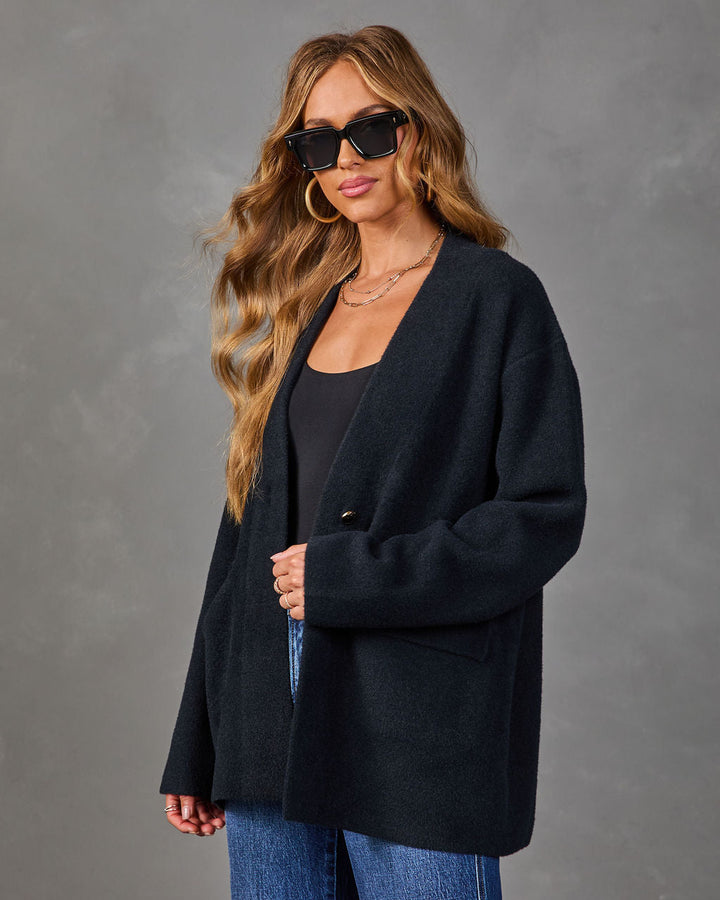 Cardigan Femme en Maille Brossée avec Poches à Rabat