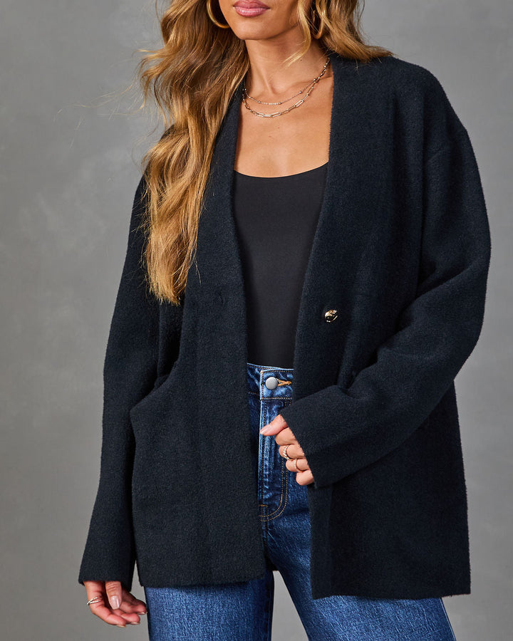 Cardigan Femme en Maille Brossée avec Poches à Rabat