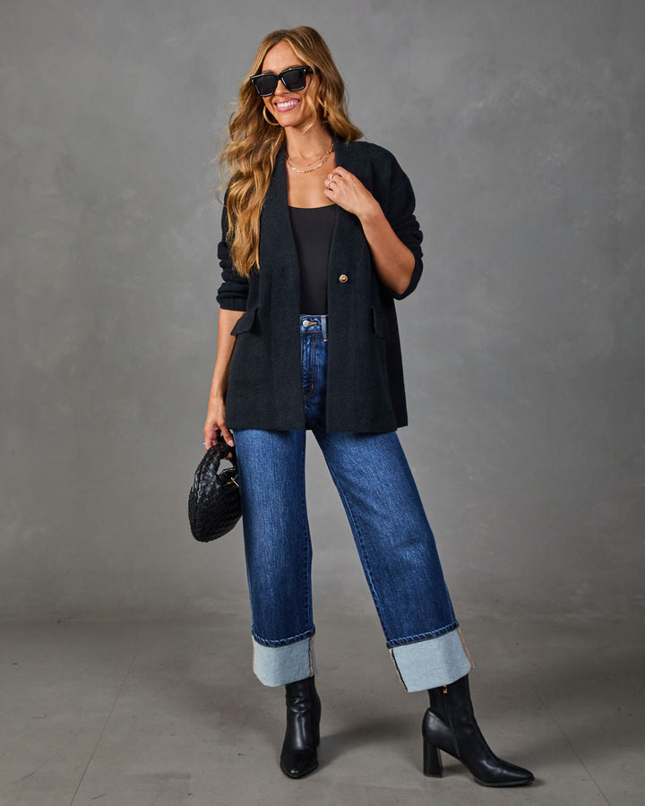 Cardigan Femme en Maille Brossée avec Poches à Rabat