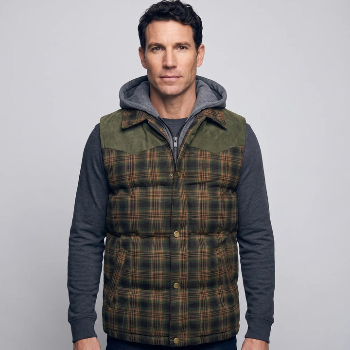 Gilet Matelassé Homme à Capuche Carreaux Boutonné