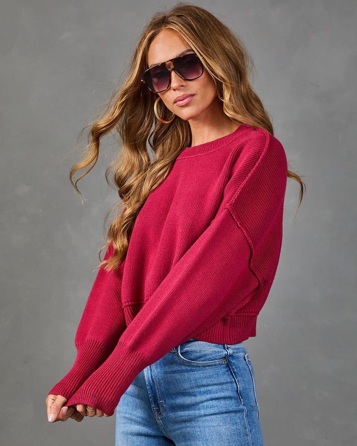 Pull Femme Court en Maille à Col Rond