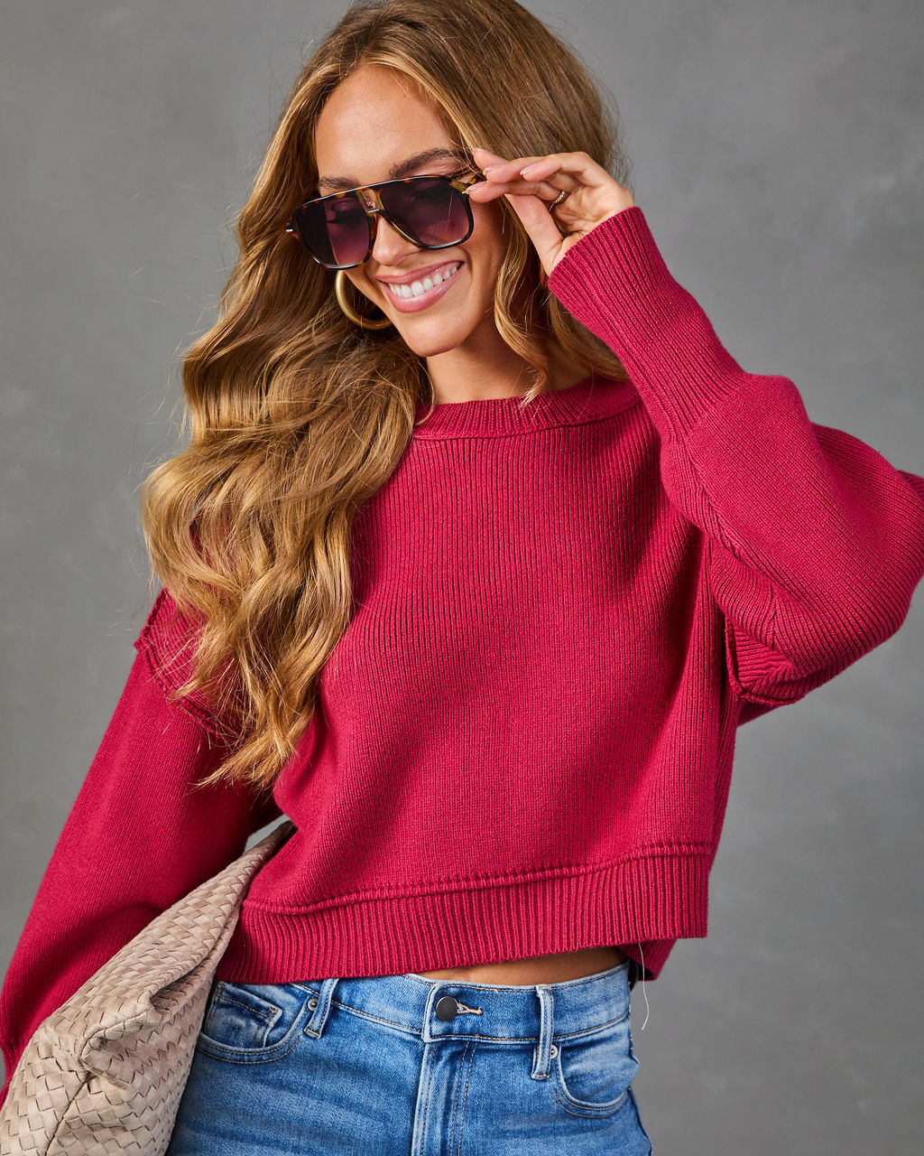 Pull Femme Court en Maille à Col Rond