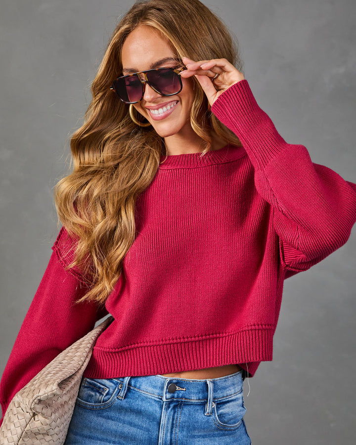 Pull Femme Court en Maille à Col Rond