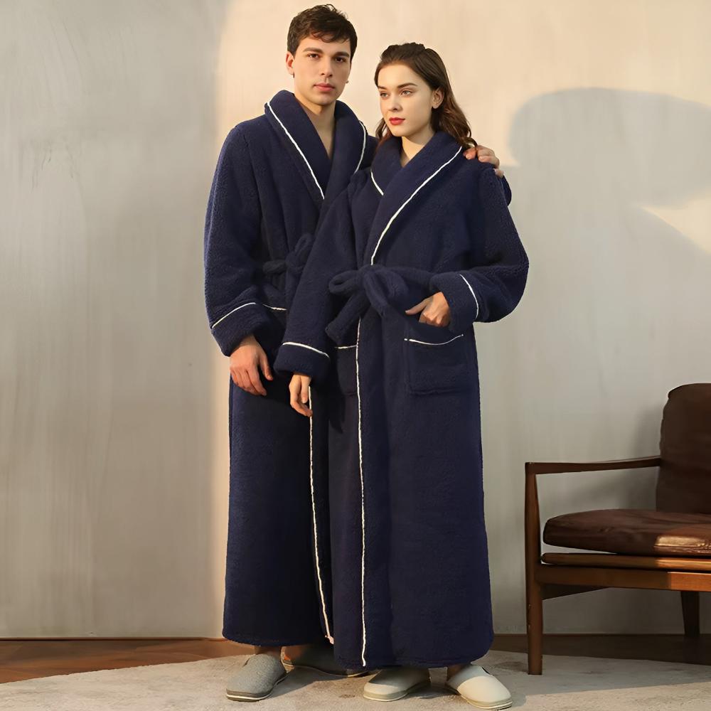Peignoir Unisexe en Sherpa à Col Châle et Ceinture Ajustable