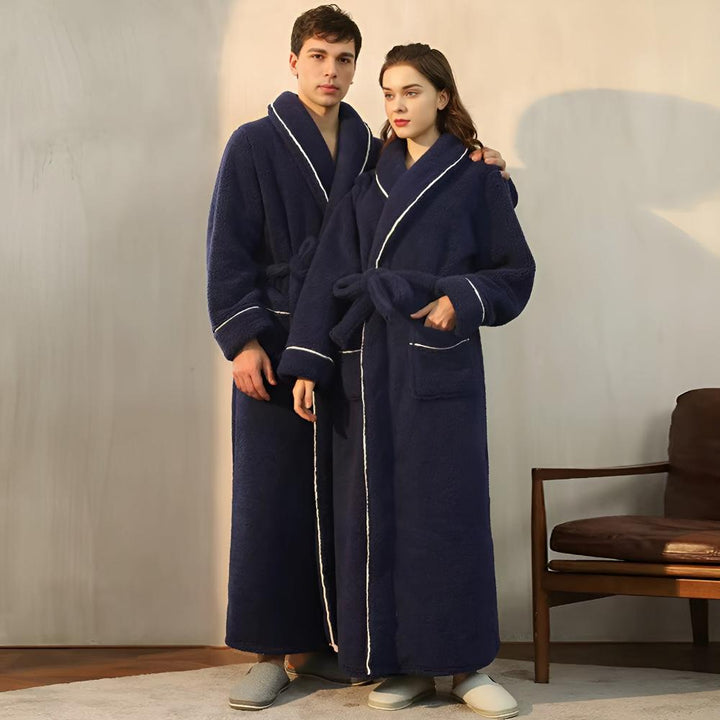 Peignoir Unisexe en Sherpa à Col Châle et Ceinture Ajustable