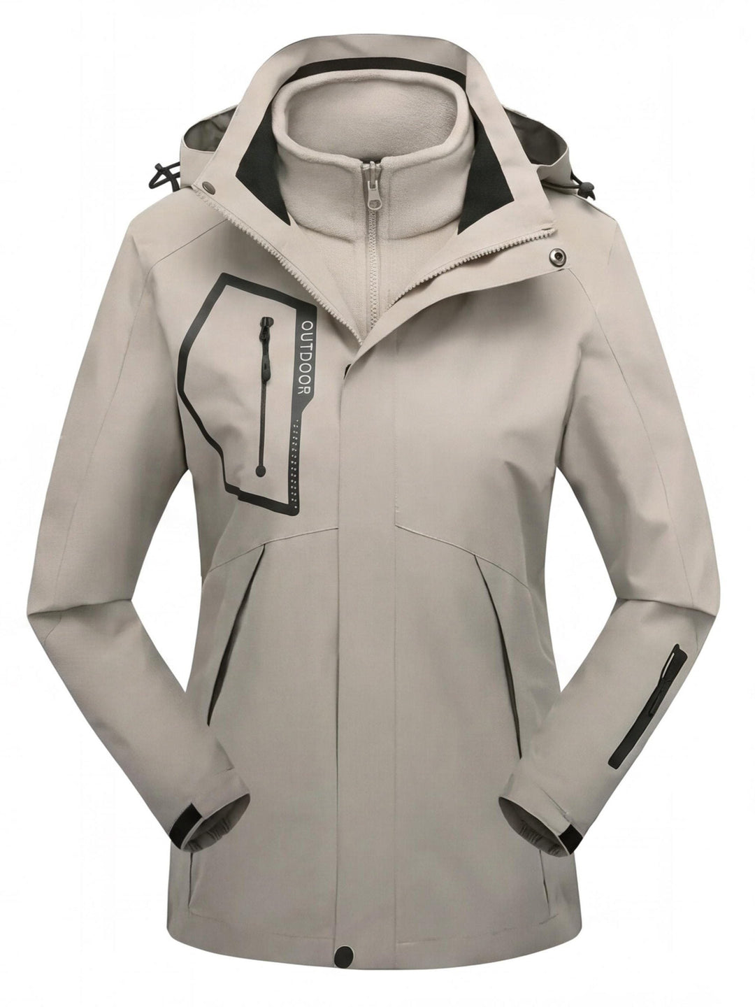 Veste De Randonnée Femme 3 En 1 Modulable Avec Polaire Amovible Et Capuche