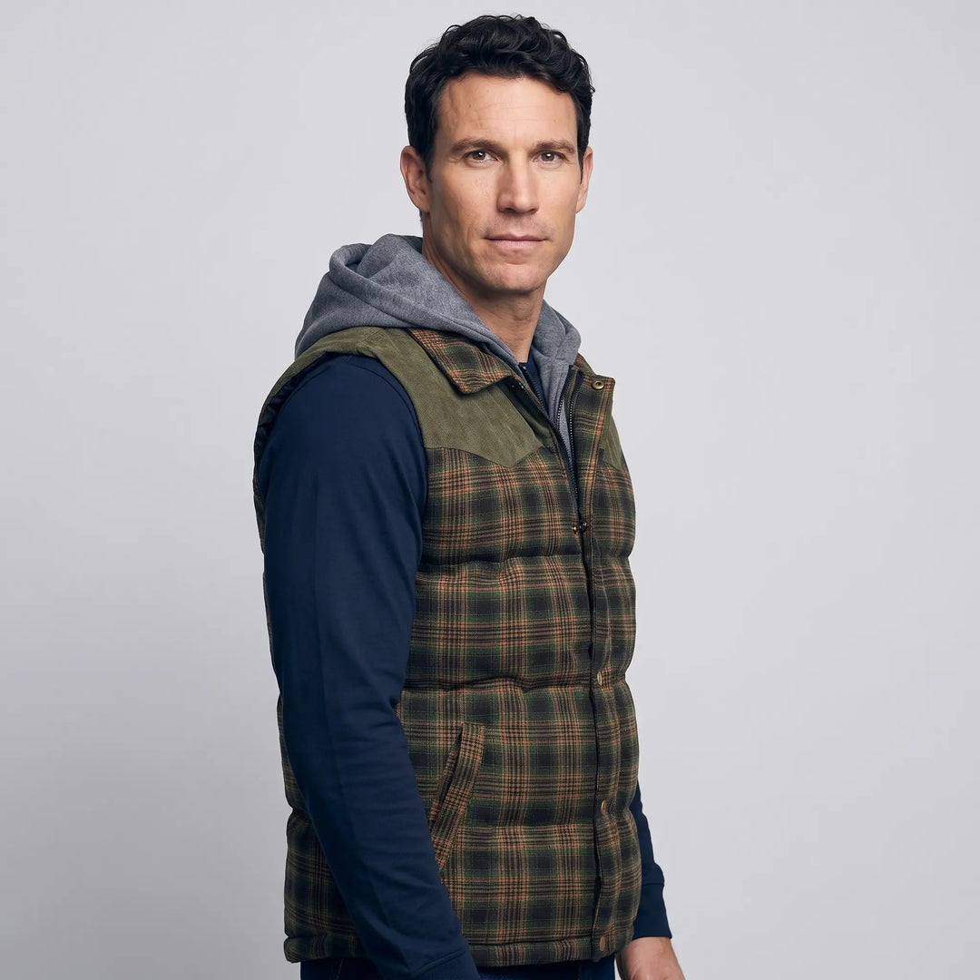 Gilet Matelassé Homme à Capuche Carreaux Boutonné