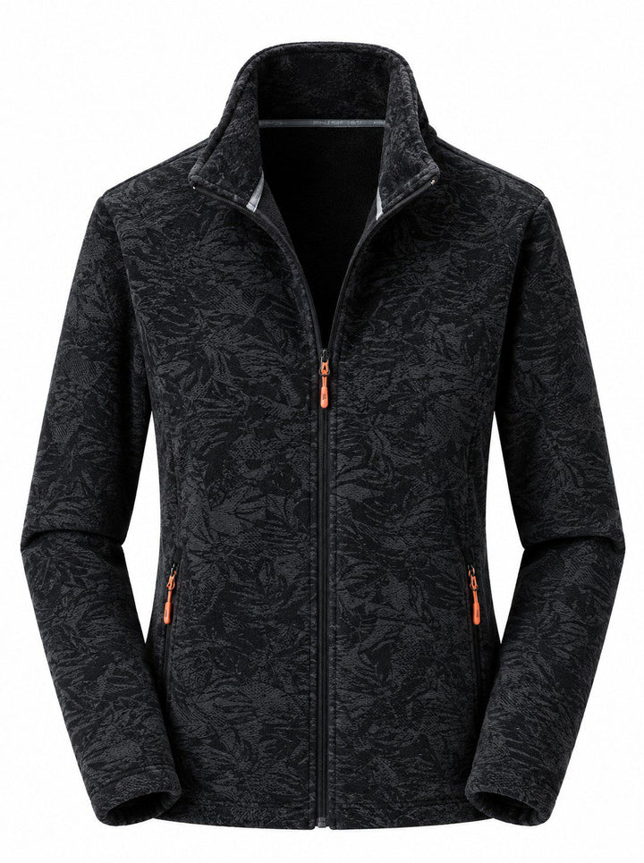 Veste Polaire Femme Zip Intégral Col Montant Imprimé Nature Et Poches Zippées