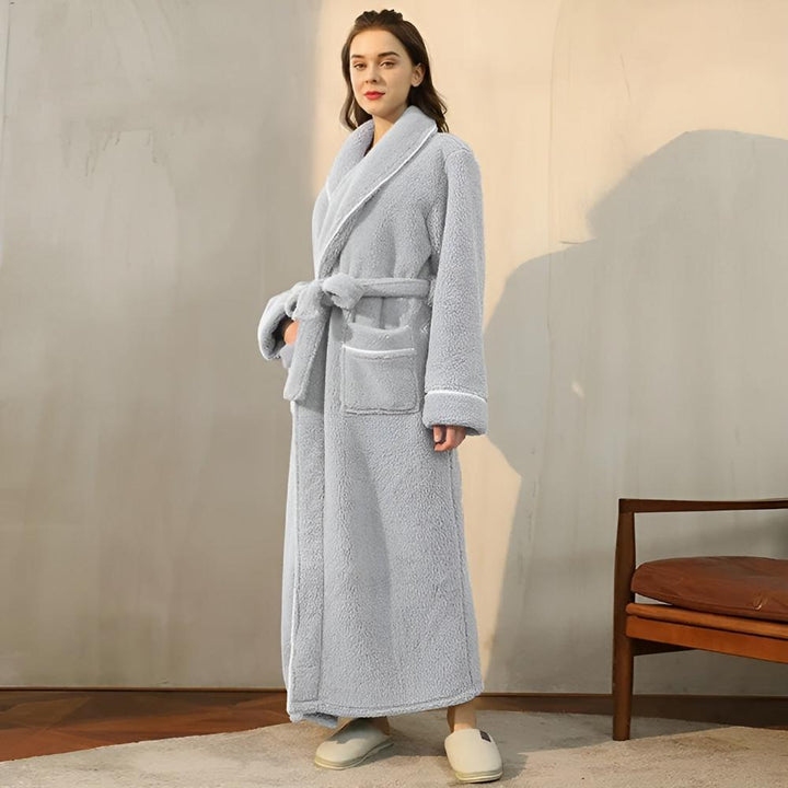 Peignoir Unisexe en Sherpa à Col Châle et Ceinture Ajustable