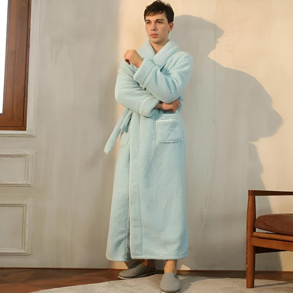 Peignoir Unisexe en Sherpa à Col Châle et Ceinture Ajustable