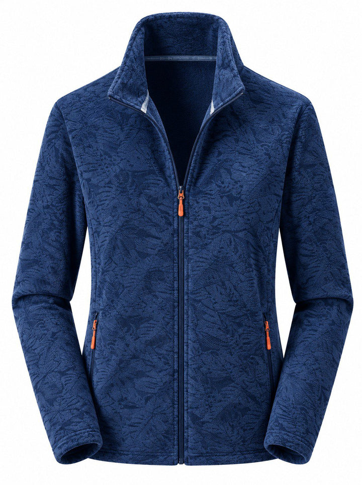 Veste Polaire Femme Zip Intégral Col Montant Imprimé Nature Et Poches Zippées