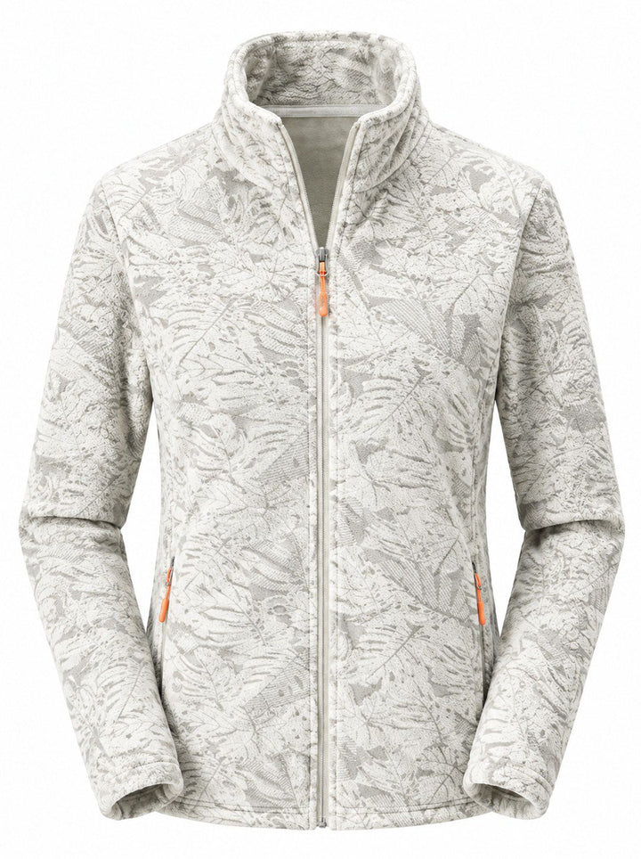 Veste Polaire Femme Zip Intégral Col Montant Imprimé Nature Et Poches Zippées