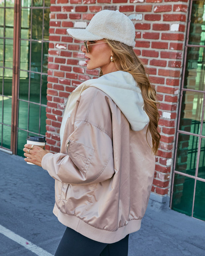 Blouson Bomber Femme Oversize à Capuche avec Doublure Douce
