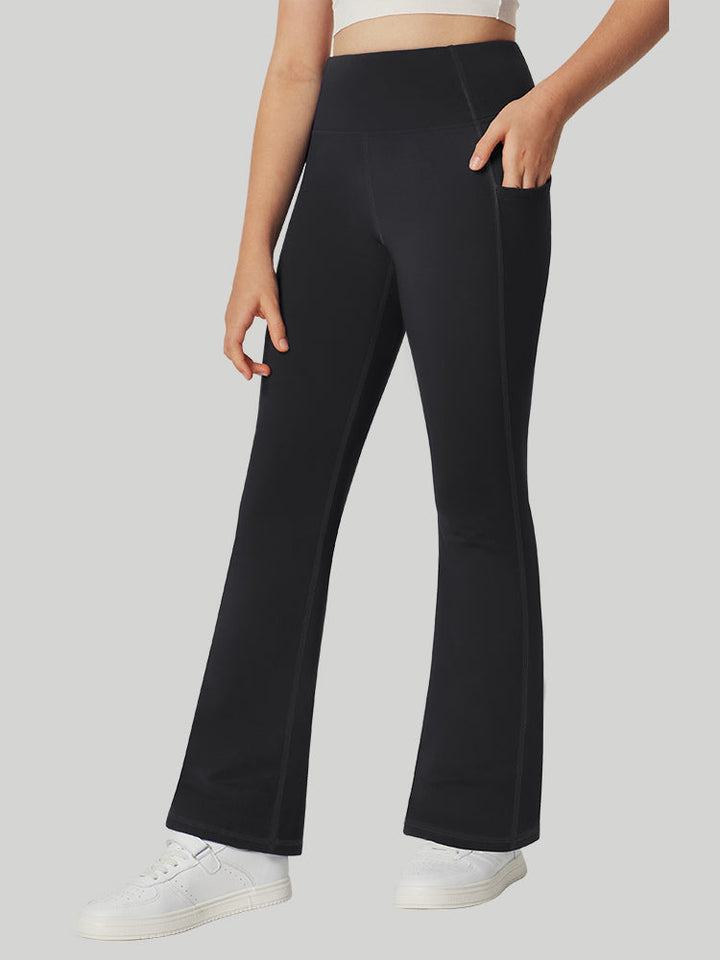 Pantalon Femme Taille Haute Doublé Polaire Évasé Avec Poches