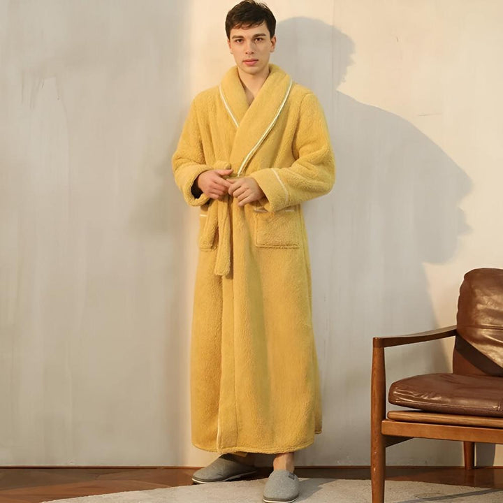 Peignoir Unisexe en Sherpa à Col Châle et Ceinture Ajustable