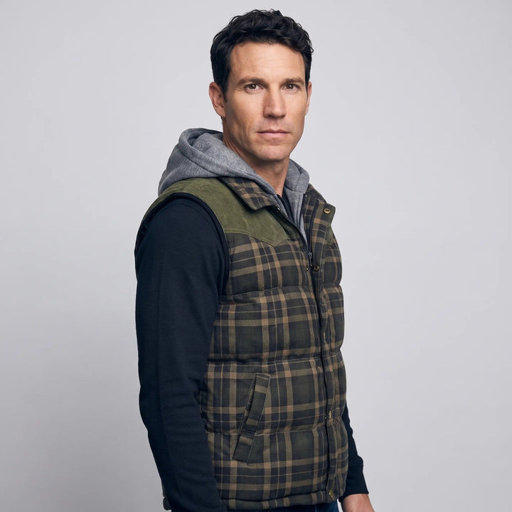 Gilet Matelassé Homme à Capuche Carreaux Boutonné