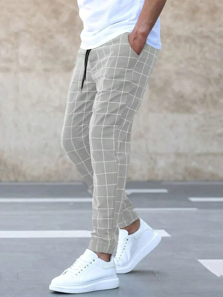 Michel | Pantalons modernes à carreaux pour hommes