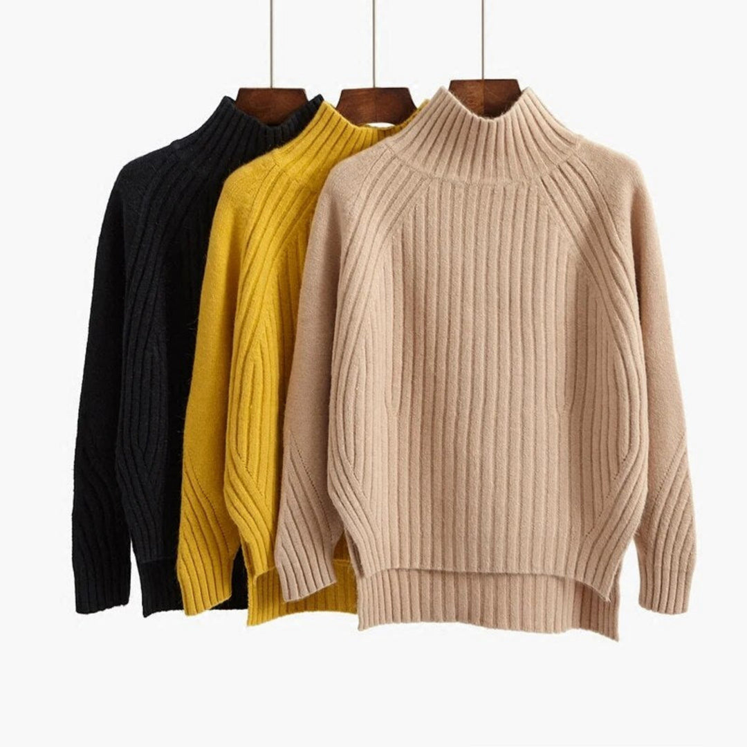 Pull Femme Col Roulé en Maille Douce