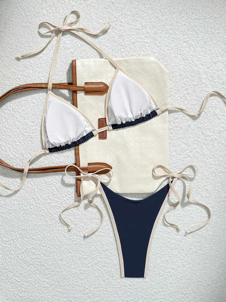 Bénédicte | Ensemble bikini triangle à nouer pour femmes