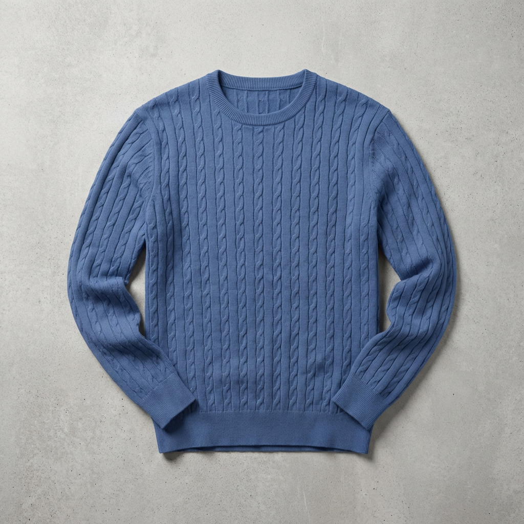 Pull Femme Col Rond Maille Torsadée Mélange De Laine Manches Longues