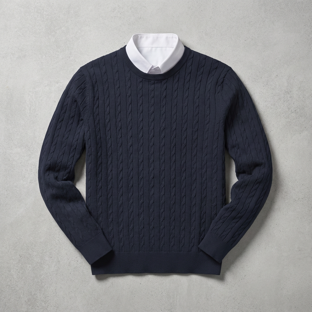 Pull Femme Col Rond Maille Torsadée Mélange De Laine Manches Longues