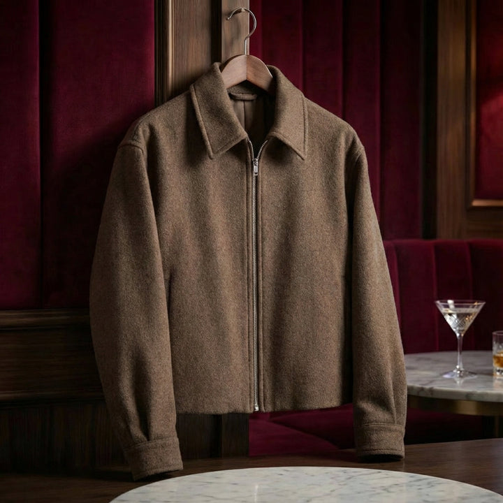 Veste Homme En Laine Col Revers Zip Intégral Et Poches Latérales