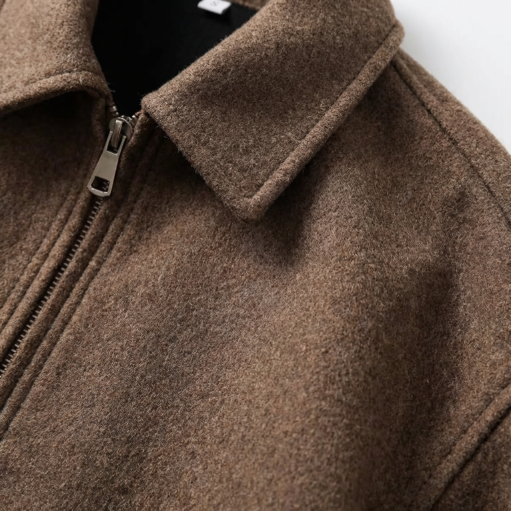 Veste Homme En Laine Col Revers Zip Intégral Et Poches Latérales