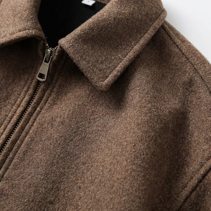 Veste Homme En Laine Col Revers Zip Intégral Et Poches Latérales