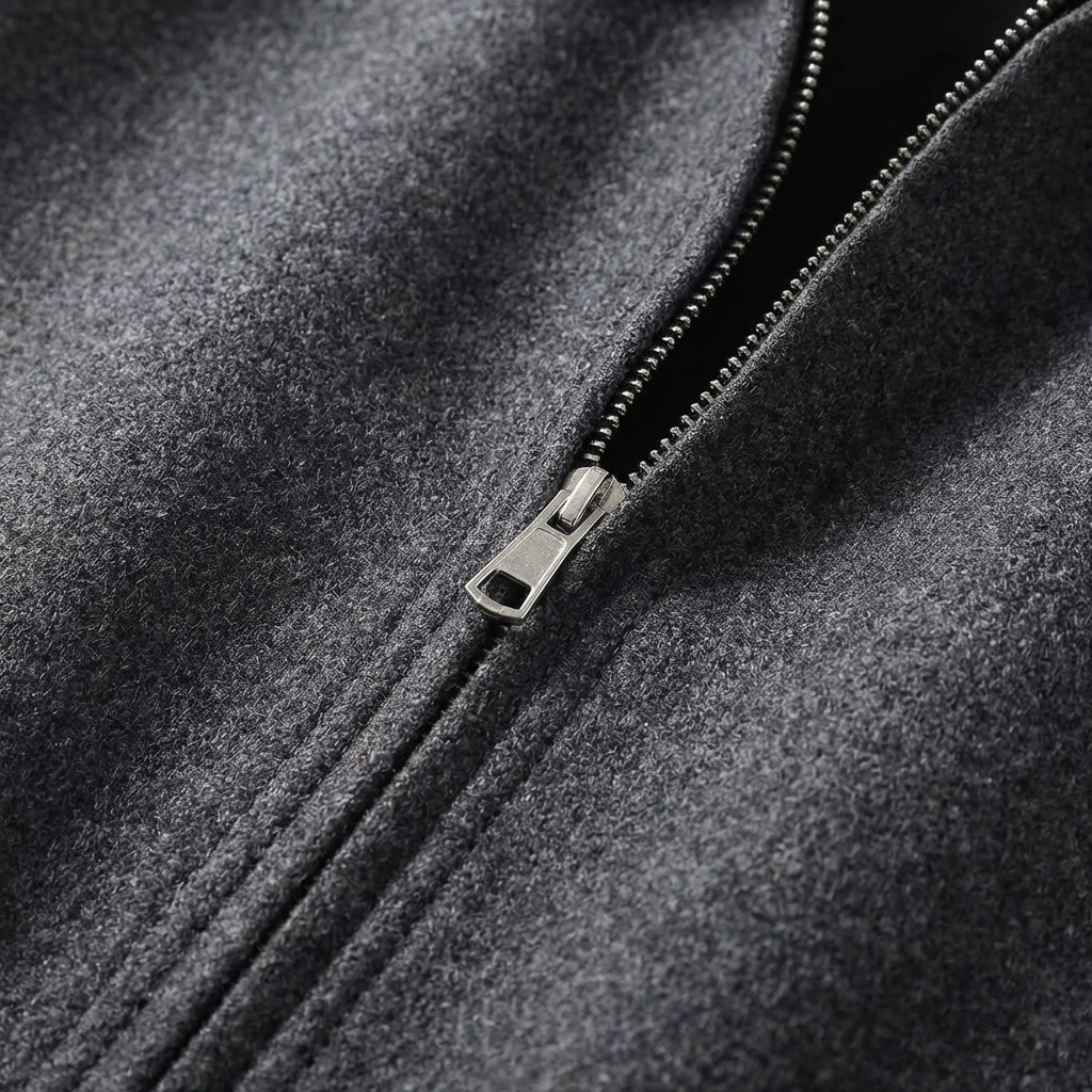 Veste Homme En Laine Col Revers Zip Intégral Et Poches Latérales