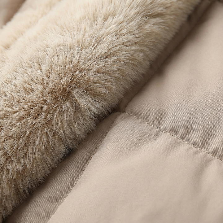 Gilet Femme Matelassé Col Fausse Fourrure Et Taille À Cordon Coulissant